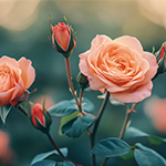 Image of blossoming roses with thorny stems